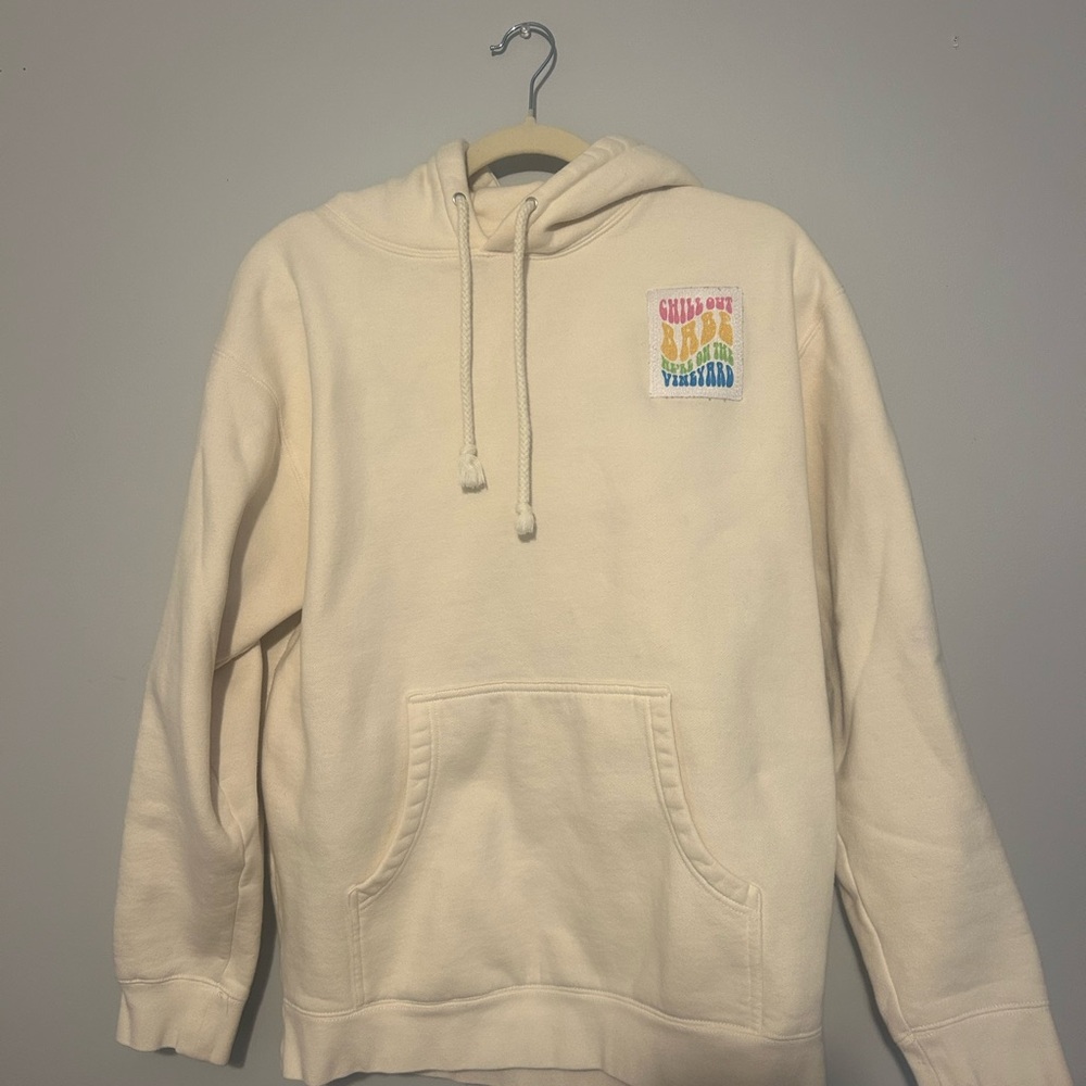 Cream Hoodie with Colorful Logo